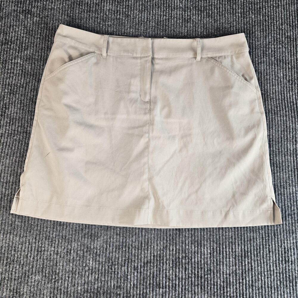 Callaway Golf Skort Womens 14 Beige Khaki Opti-Dri Stretch Lined Zip Fly Pockets